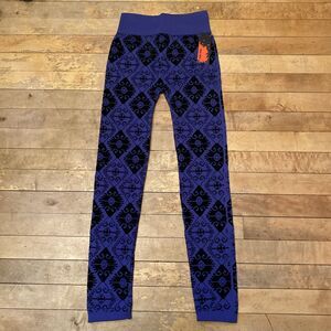 Sho Sho Leggings Women’s Size S/M Purple Geometric New With Tags Stretch Pull On